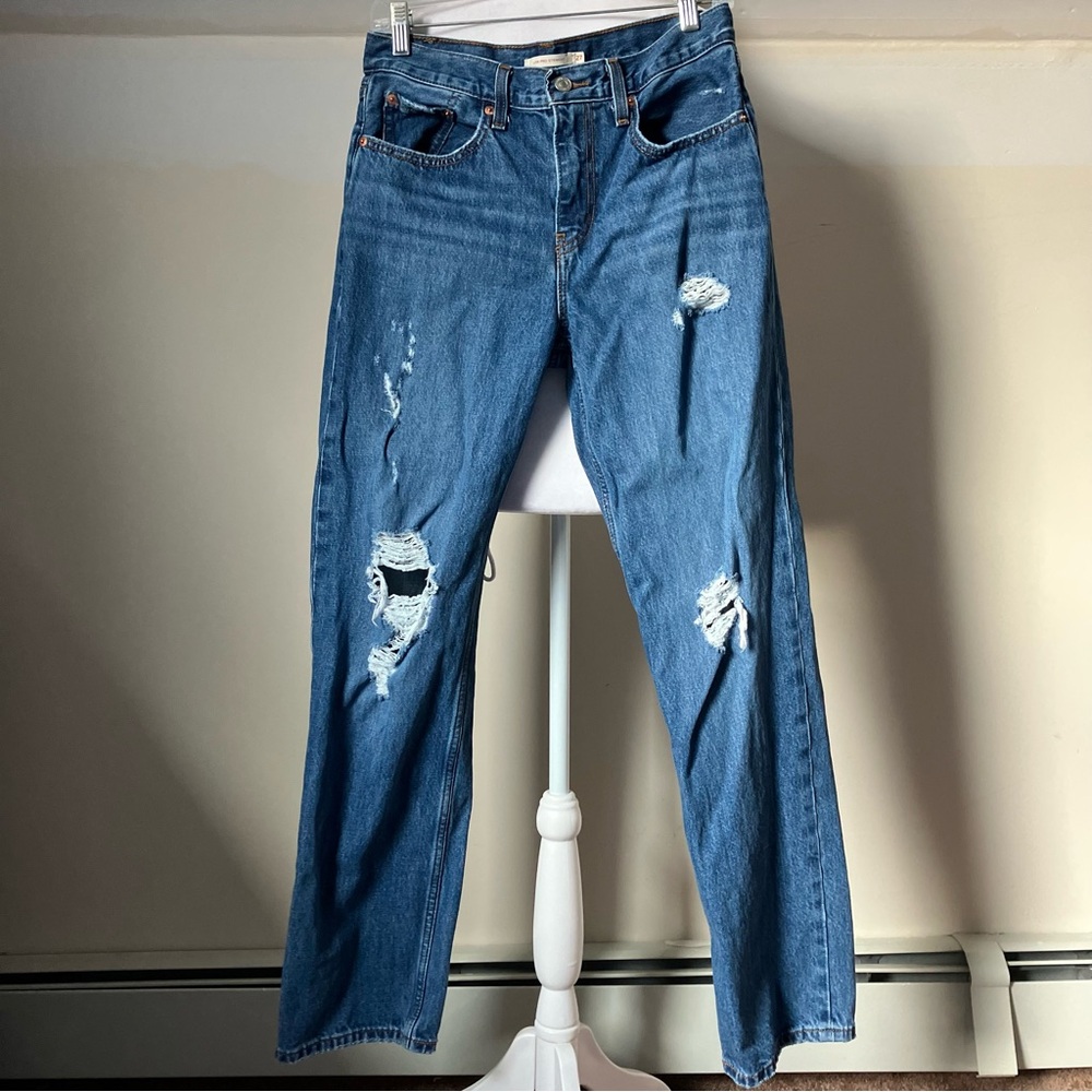Levi’s Women’s Low Pro Straight Distressed Denim Jeans size 27 - Picture 3 of 10